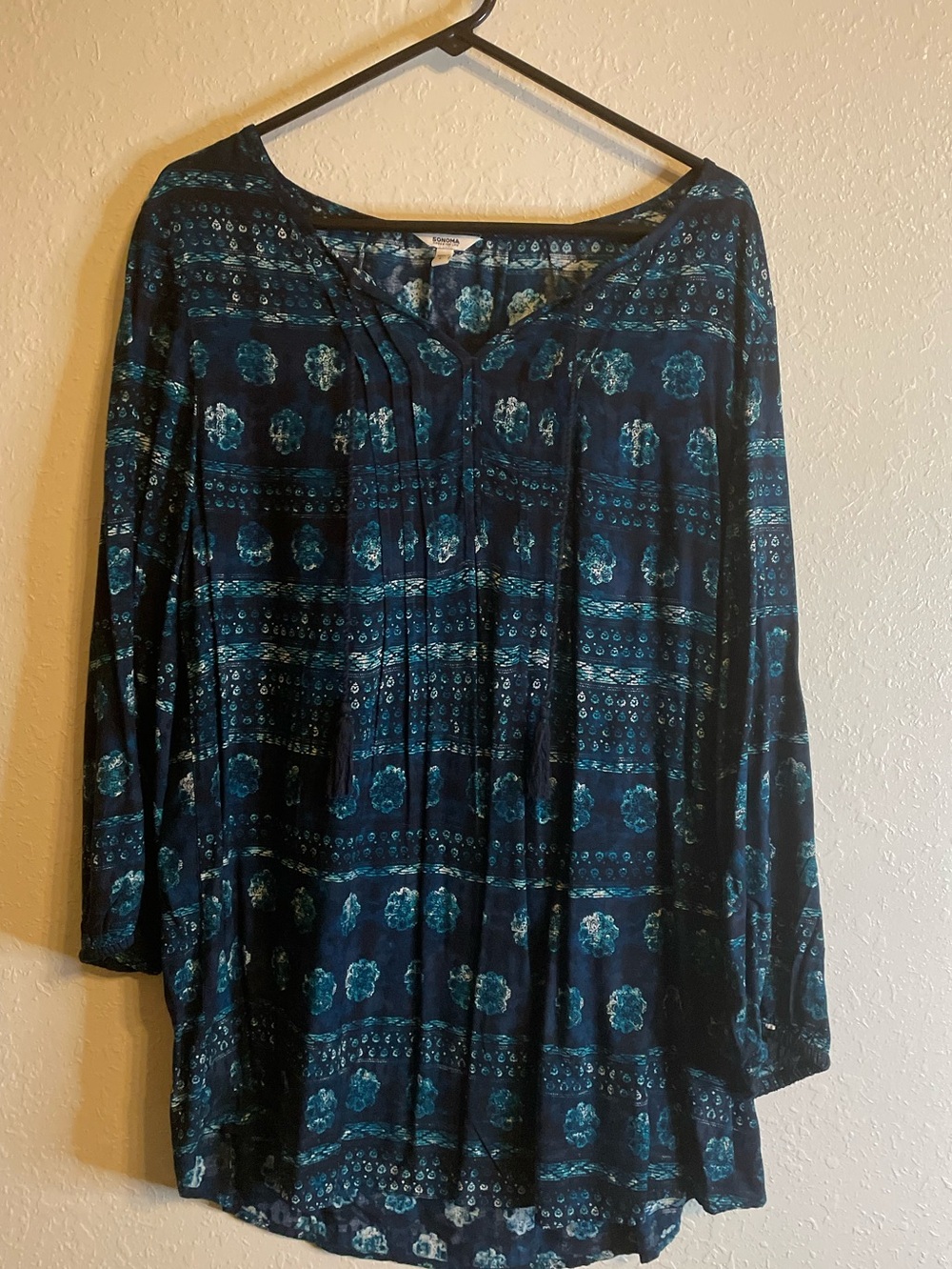 Women's Sonoma Blue Floral Peasant Top -